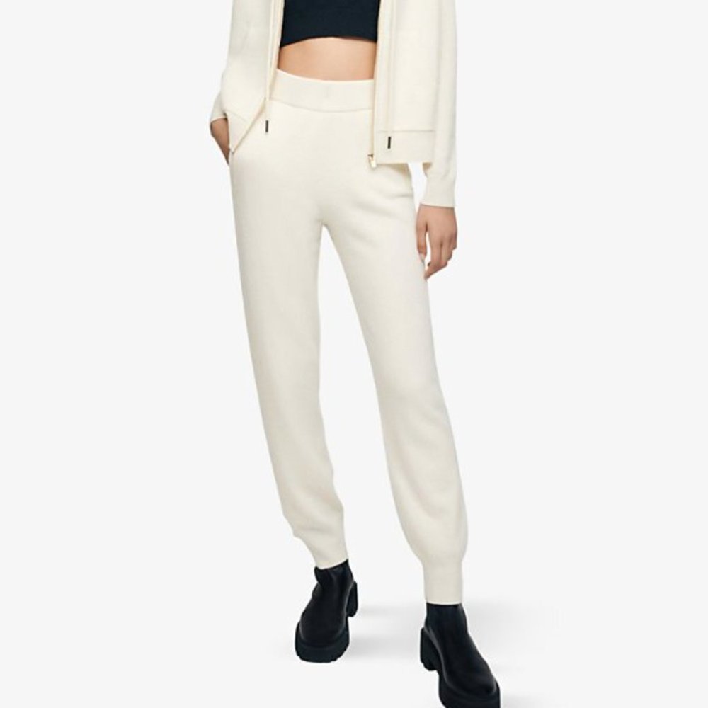 MAJE NWT Cashmere Jogger PORTONETTE White